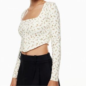 ARITZIA SUNDAY BEST Maverick Longsleeve bustier crop top shirt womens size XS